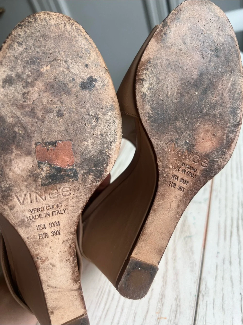 Vince Taupe Open-Toe Wedge Mule